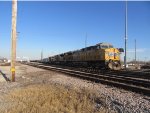 UP 7128 leads a train though the yard at Houston